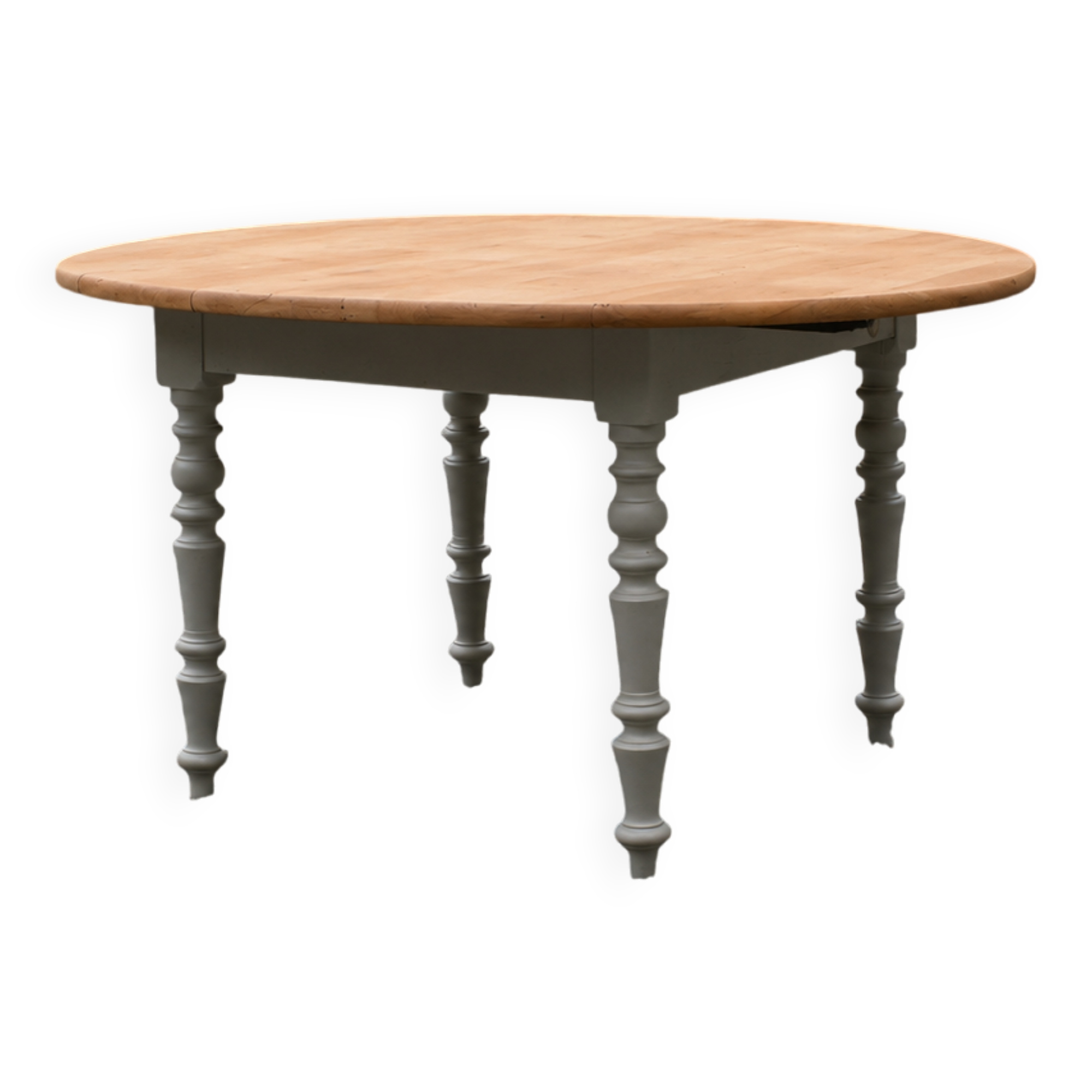 Table de ferme ronde à volets en bois massif – Ø 130 cm