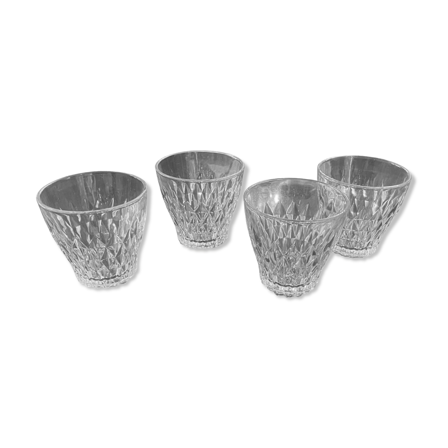 4 Vereco diamond-pointed glass glasses from the 60s