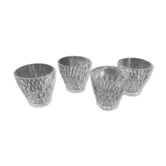 4 verres en verre vereco pointes de diamants années 60