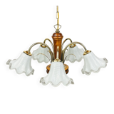 Vintage Murano glass chandelier and wood, Italy, 1970s