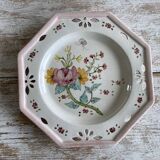Antique plate with hand-painted floral decoration - Farandol - 29 cm - pink