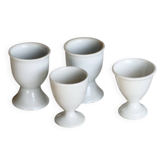 4 coquetiers vintage dépareillés en porcelaine blanche