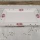 Rectangular dish in german porcelain white openwork bordered silver and old pinks