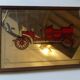 Screen-printed mirror of old car "1906 Spyker" vintage 1970s
