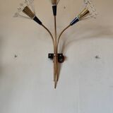 Wall lamp with 3 lights, brass and crystal balls, 1950s.