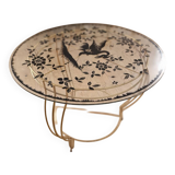 Vintage coffee table in gilded brass and glass 1960