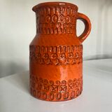 Bitossi Ceramiche orange pitcher vase by Aldo Londi Italian design