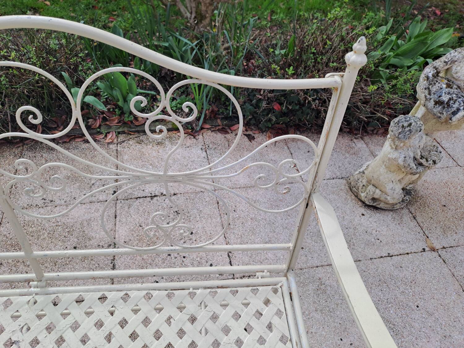 Wrought iron garden bench