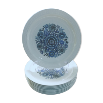 Lot de 10 assiettes plates en porcelaine espagnole Pontesa