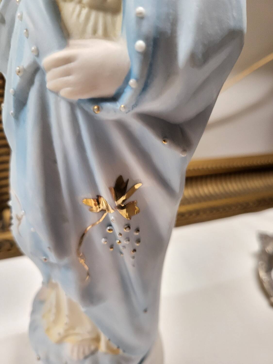 Antique Religious Biscuit Statuette Virgin Mary Sacred Heart