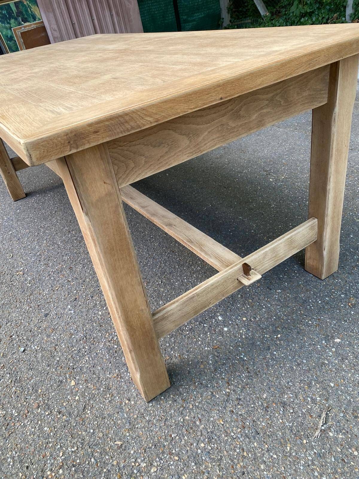 Renovated farmhouse dining table in raw wood from the 20th century 185cm