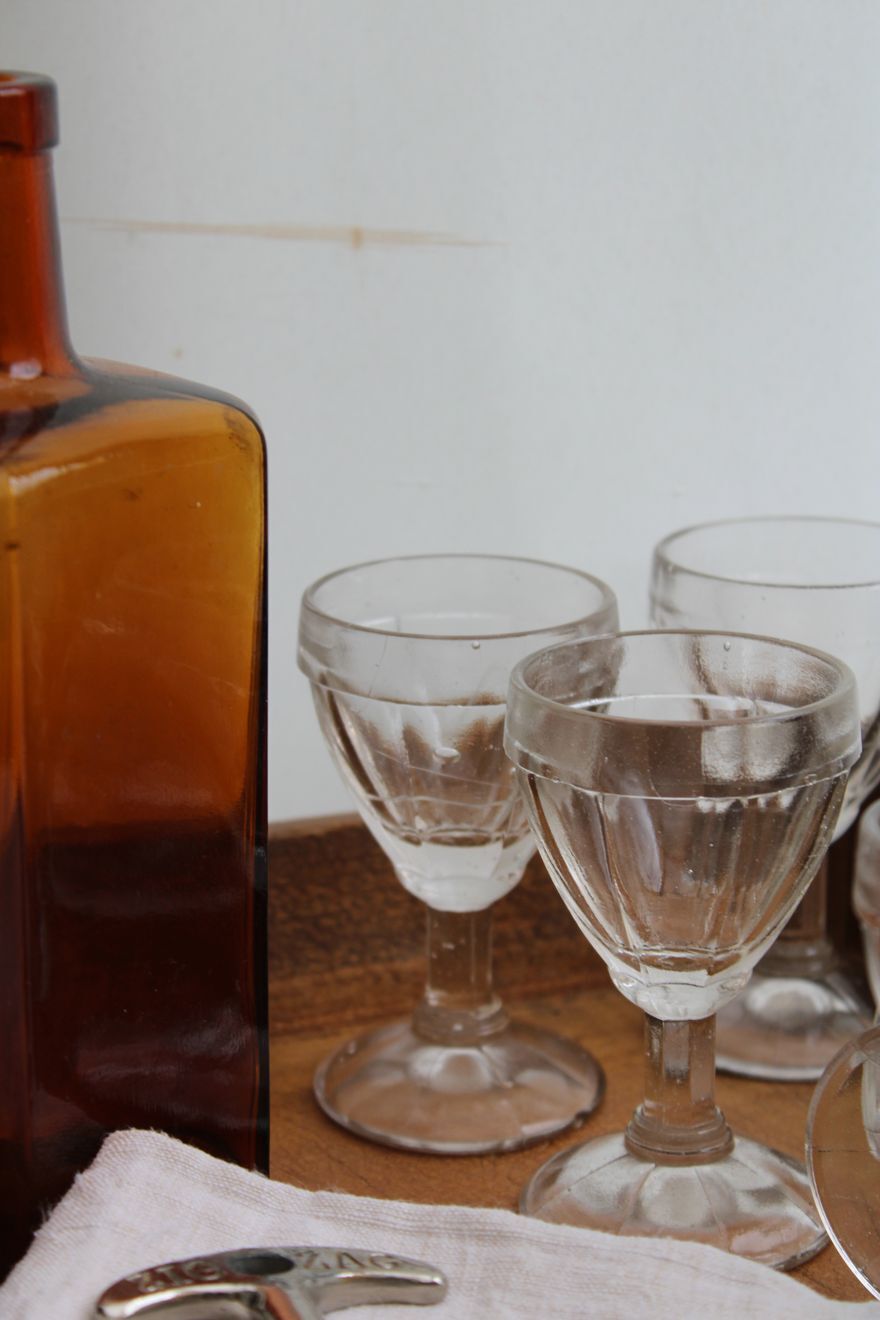 Set of 6 old shot glasses