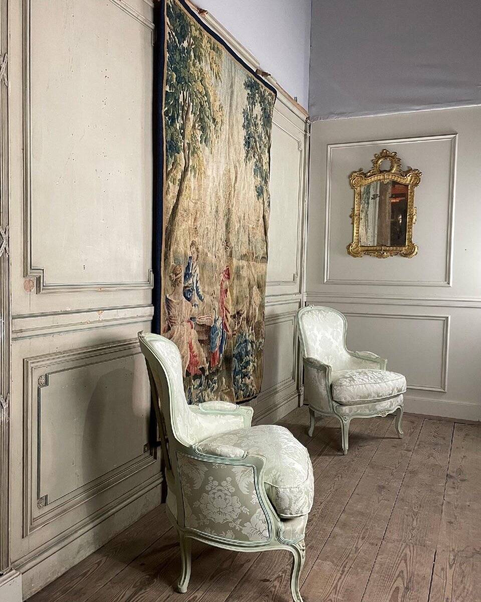 Tapisserie, scène champêtre, laine et soie, XVIIIème siècle