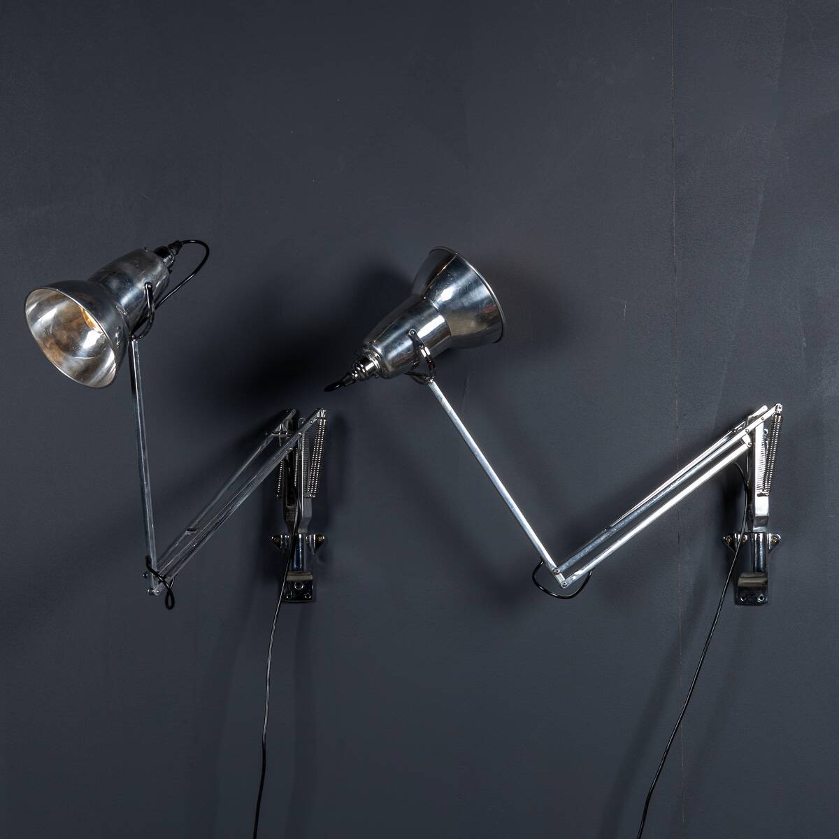 Vintage 20thc pair of original english angle poise wall mounted lamps c1970