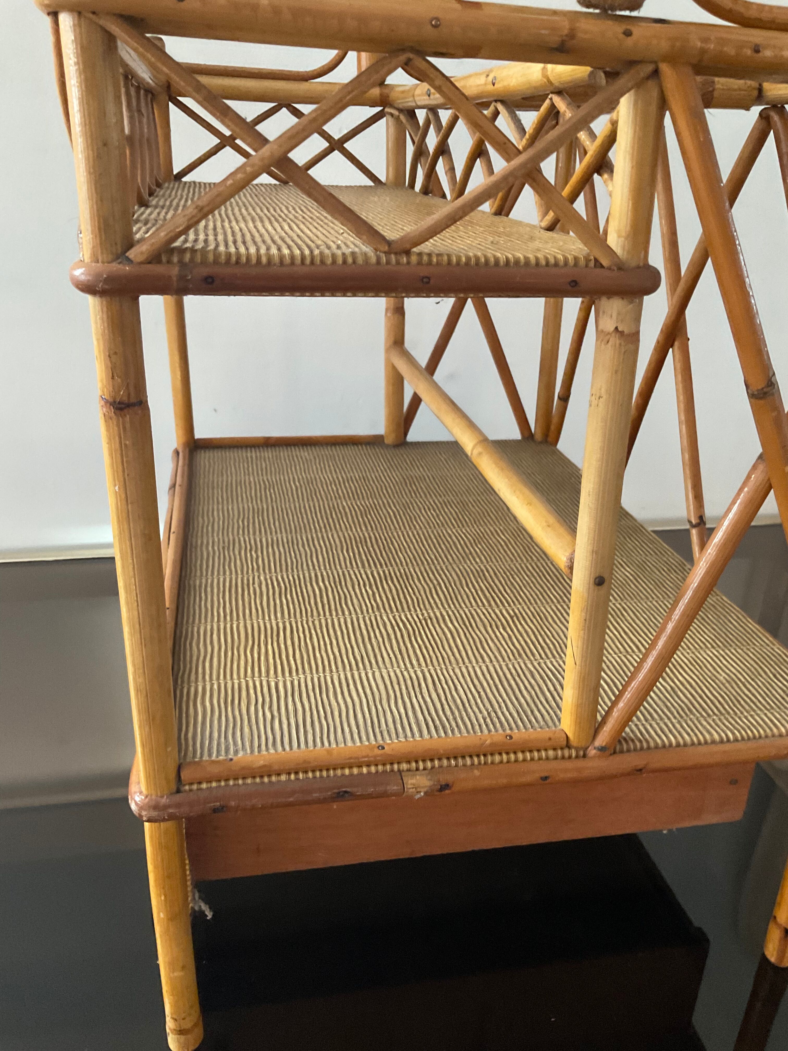 Vintage bar service of the 60s-70s in rattan