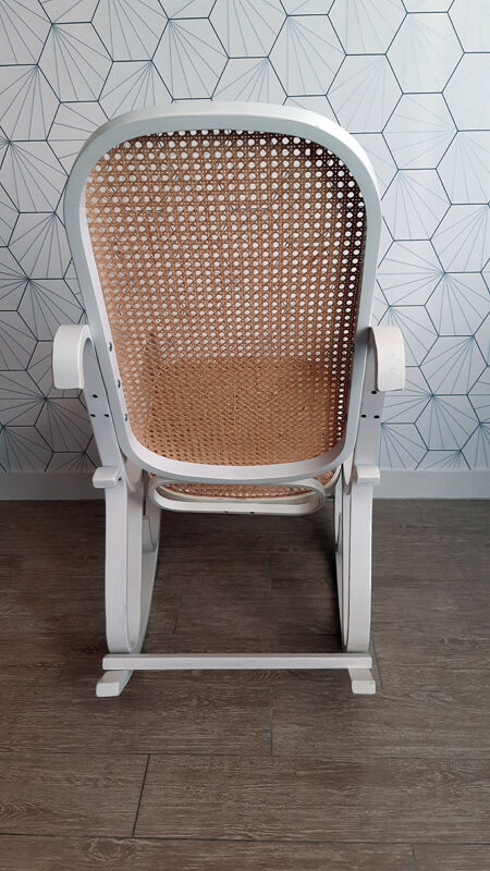 Rocking-chair "vintage" white and canning.