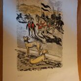 Lithographie originale d'Yves Brayer – "Le Tournoi" (Édition limitée 21/35)