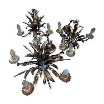 3 golden earrings with wheat ears