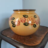 Vase en céramique émaillée jaune moutarde forme boule