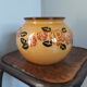 Ceramic vase enamelled yellow mustard ball shape