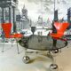 Space Age-style chromed steel round coffee table with glass top, 1960s