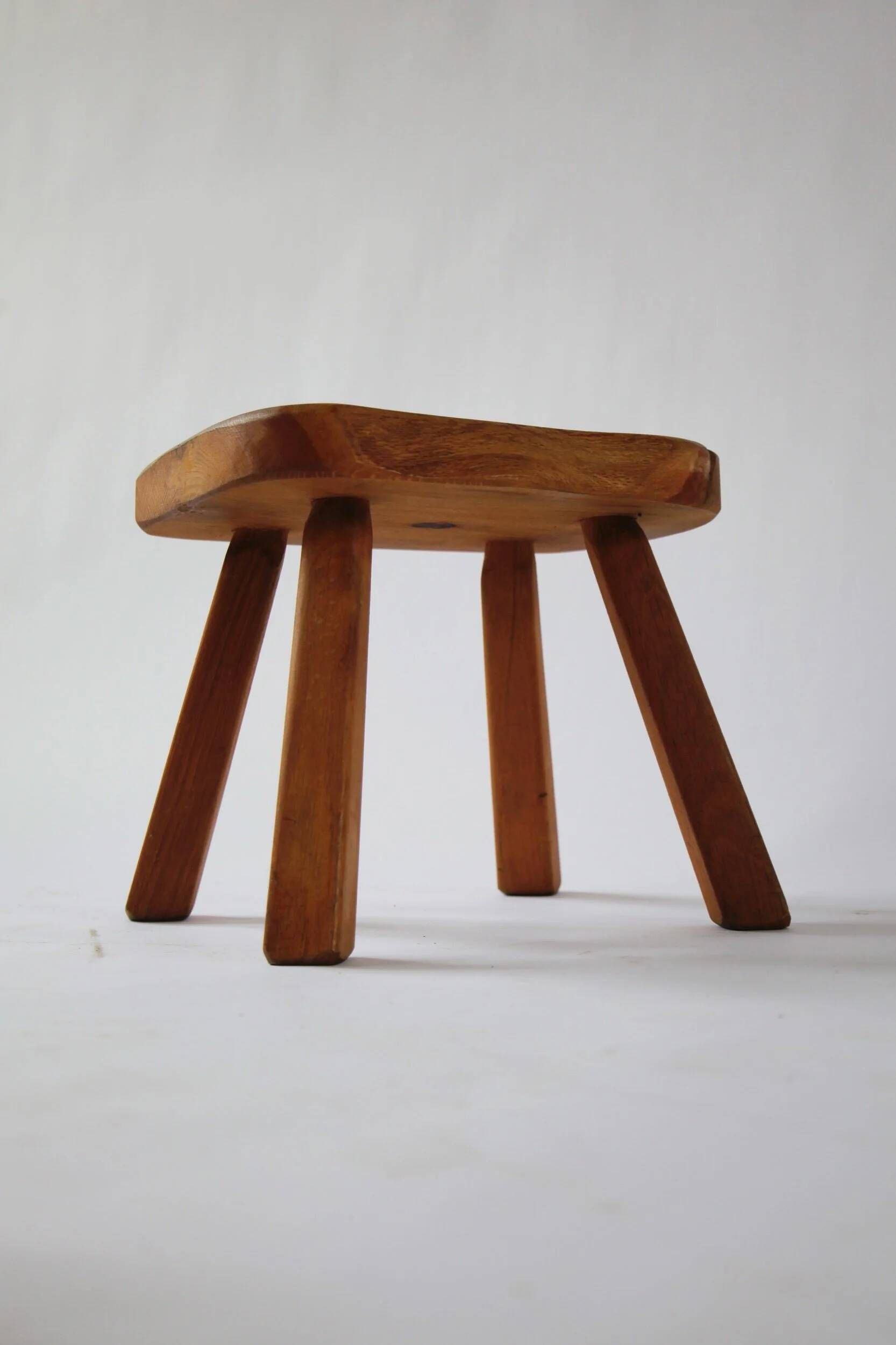 Set of two vintage handcrafted stools, Atelier André Smalle, Belgium.