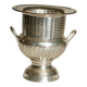 Antique silver-plated metal champagne bucket with handles