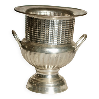 Seau à champagne ancien en métal argenté à poignées