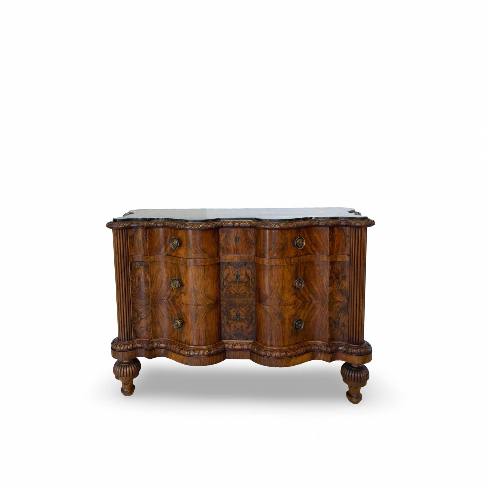 antique walnut serpentine commode