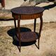 Oval coffee table in cube marquetry and bronze, Louis XV style.