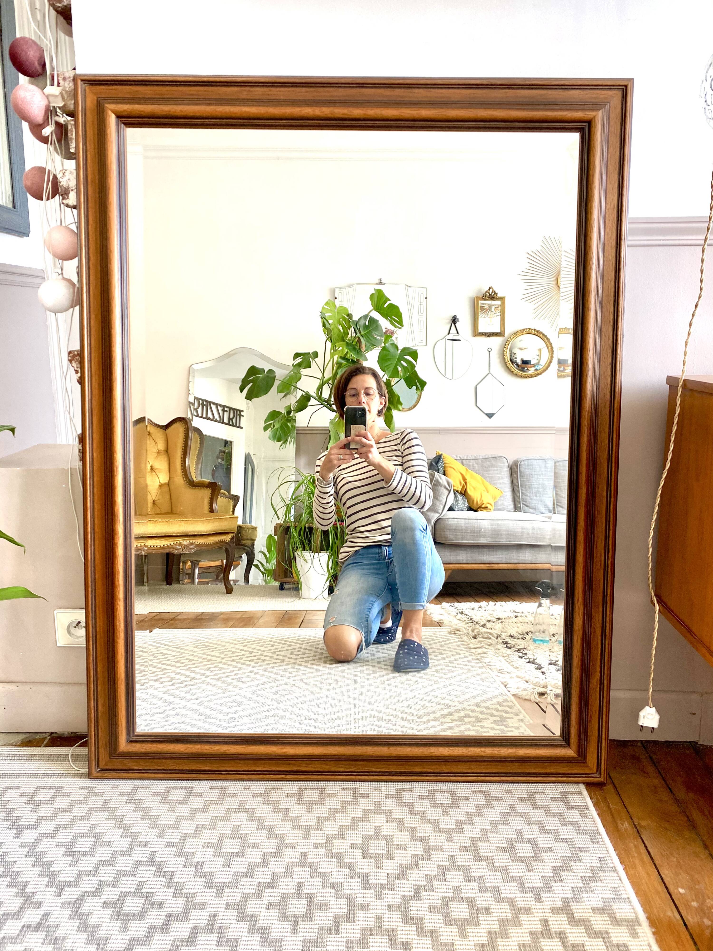 Vintage beveled wooden mirror 120x92