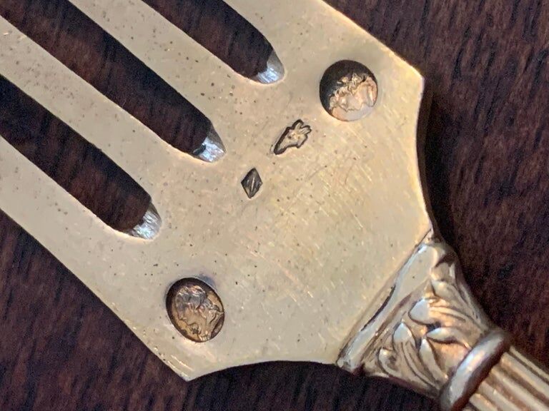 Golden cutlery in vermeil Style Louis XIV Period Napoleon III 19th century