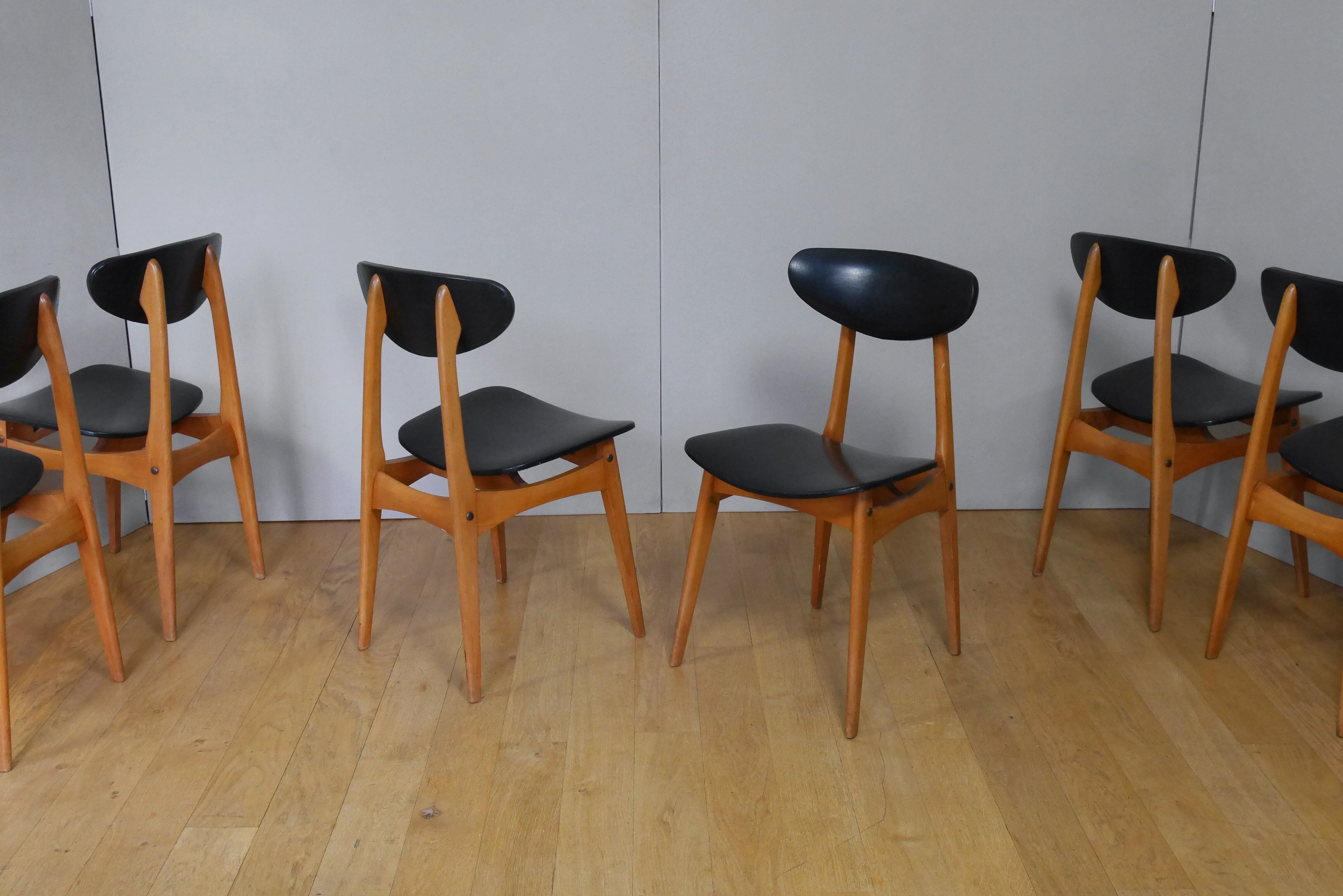 Series of 6 chairs Stella 60s model Ingrid