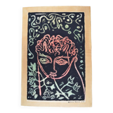 Guillain Siroux, Pink Face, mixed technique, 1950s