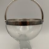 Ice bucket silver metal crystal block 1970