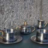 Service à expresso en inox double parois Made in Italy, Design 1970