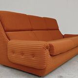 Orange 3-seater sofa jitona ribbed fabric space age 1970