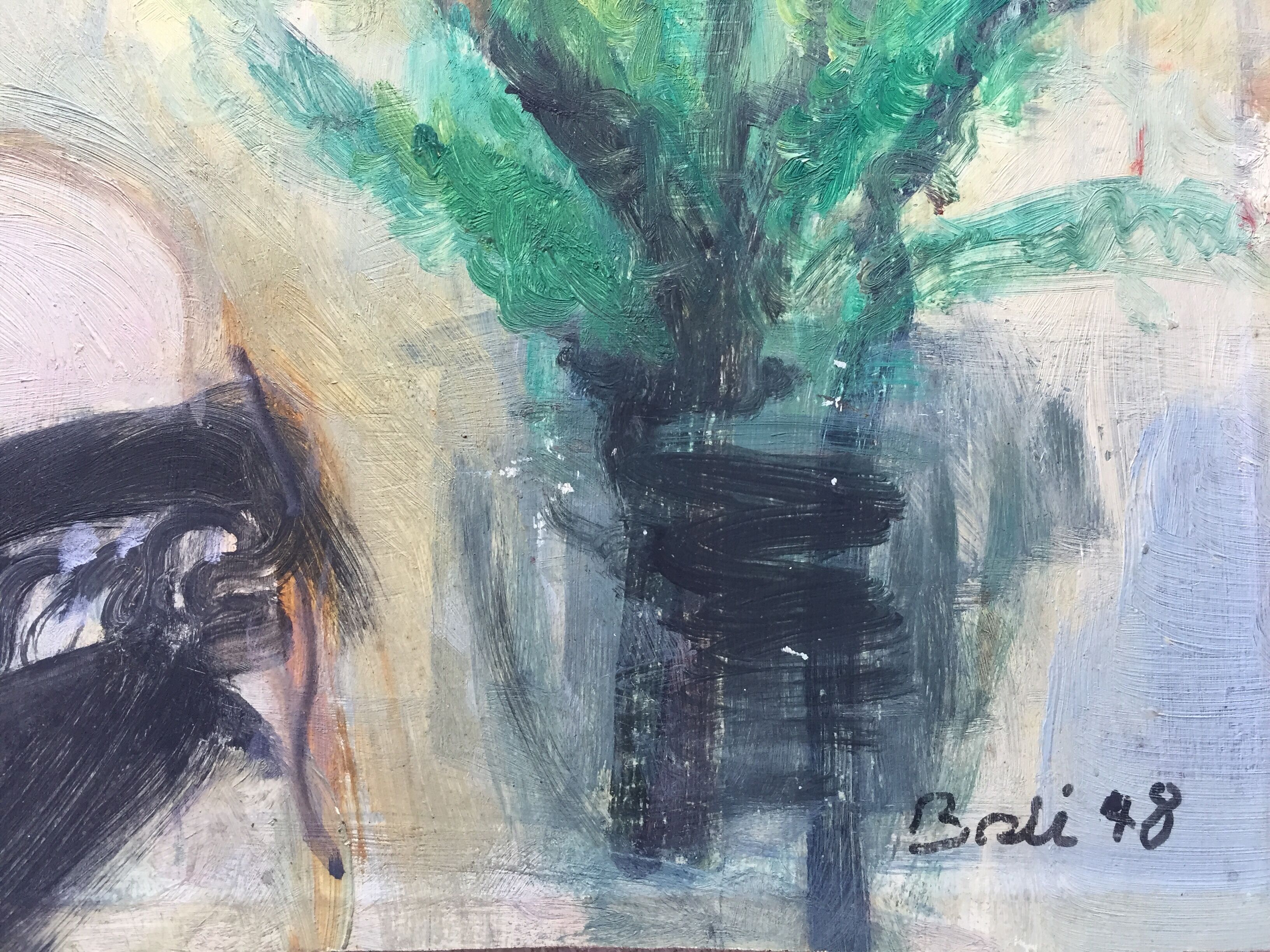 Huile sur bois portrait jeune femme 1948