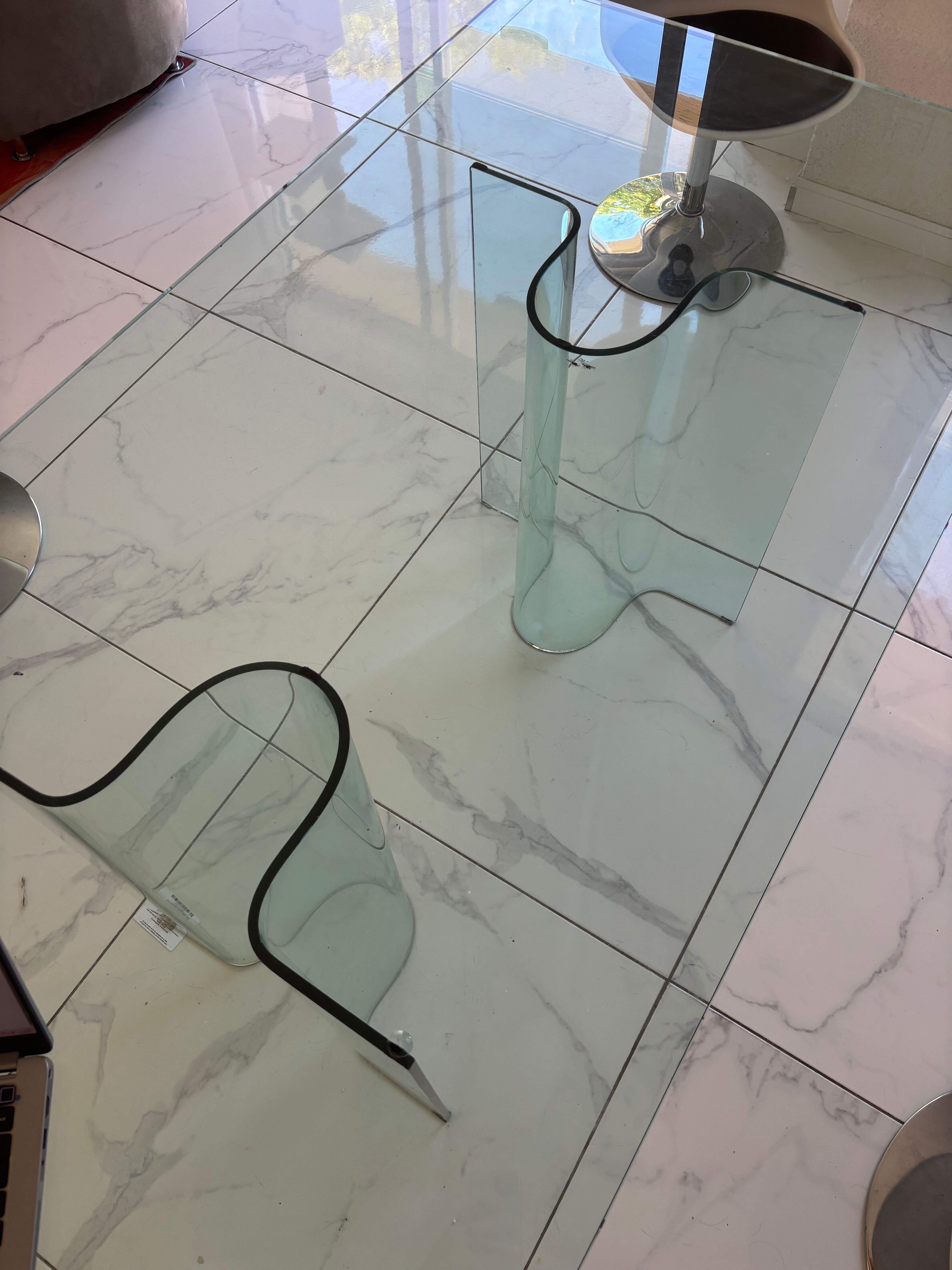 Curved glass dining table Fiam Italia