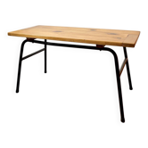 Coffee table with a pine top, tubular metal base, 1950s.