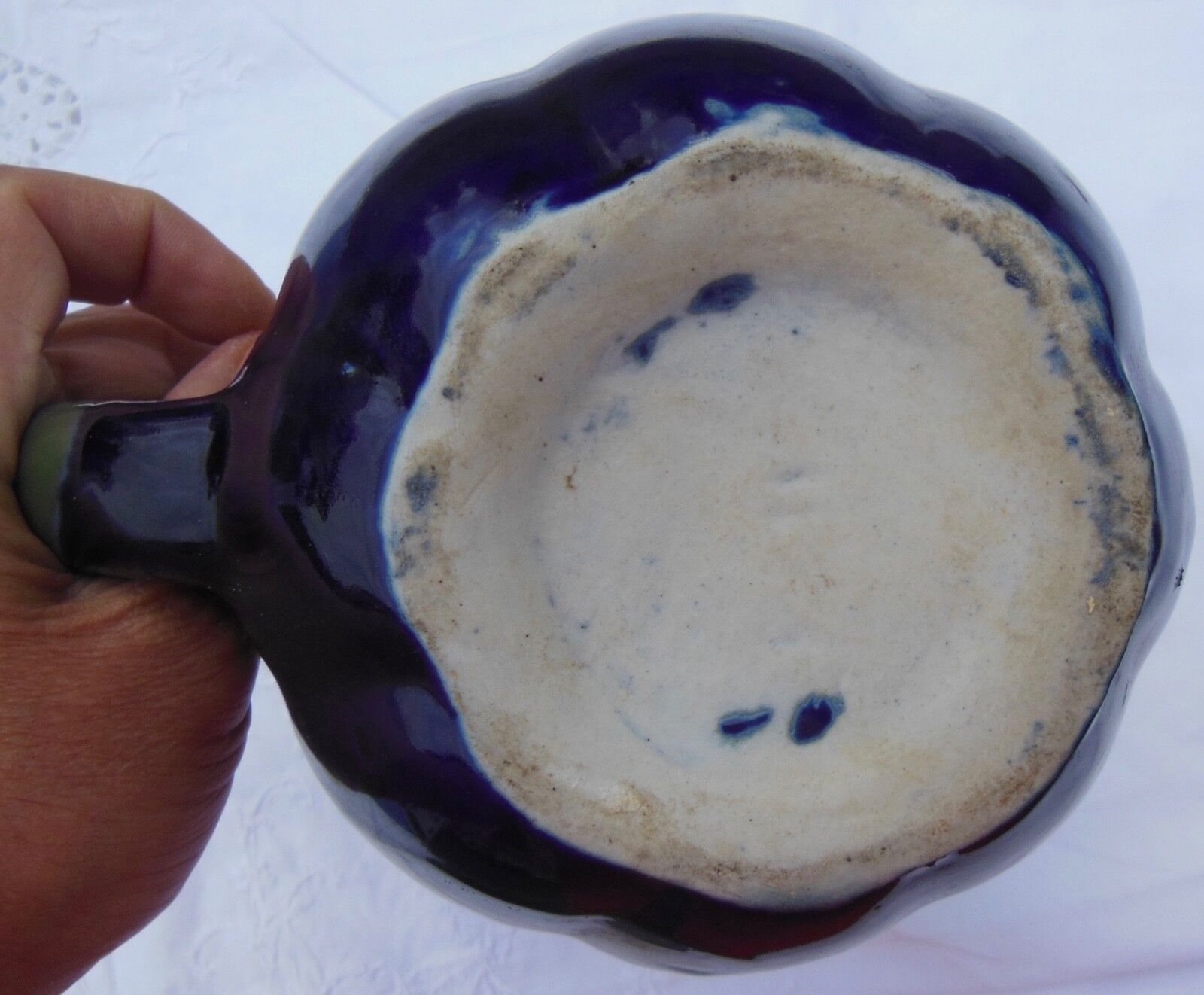 Enamelled ceramic pitcher - artist to identify