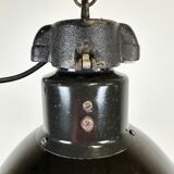 Industrial bauhaus black enamel pendant lamp, 1930s