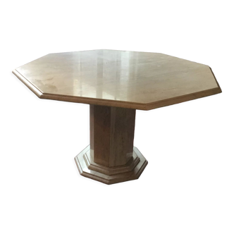 Octagonal travertine dining table