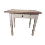 White rectangular and wood table