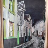Old wooden frame worked with paint