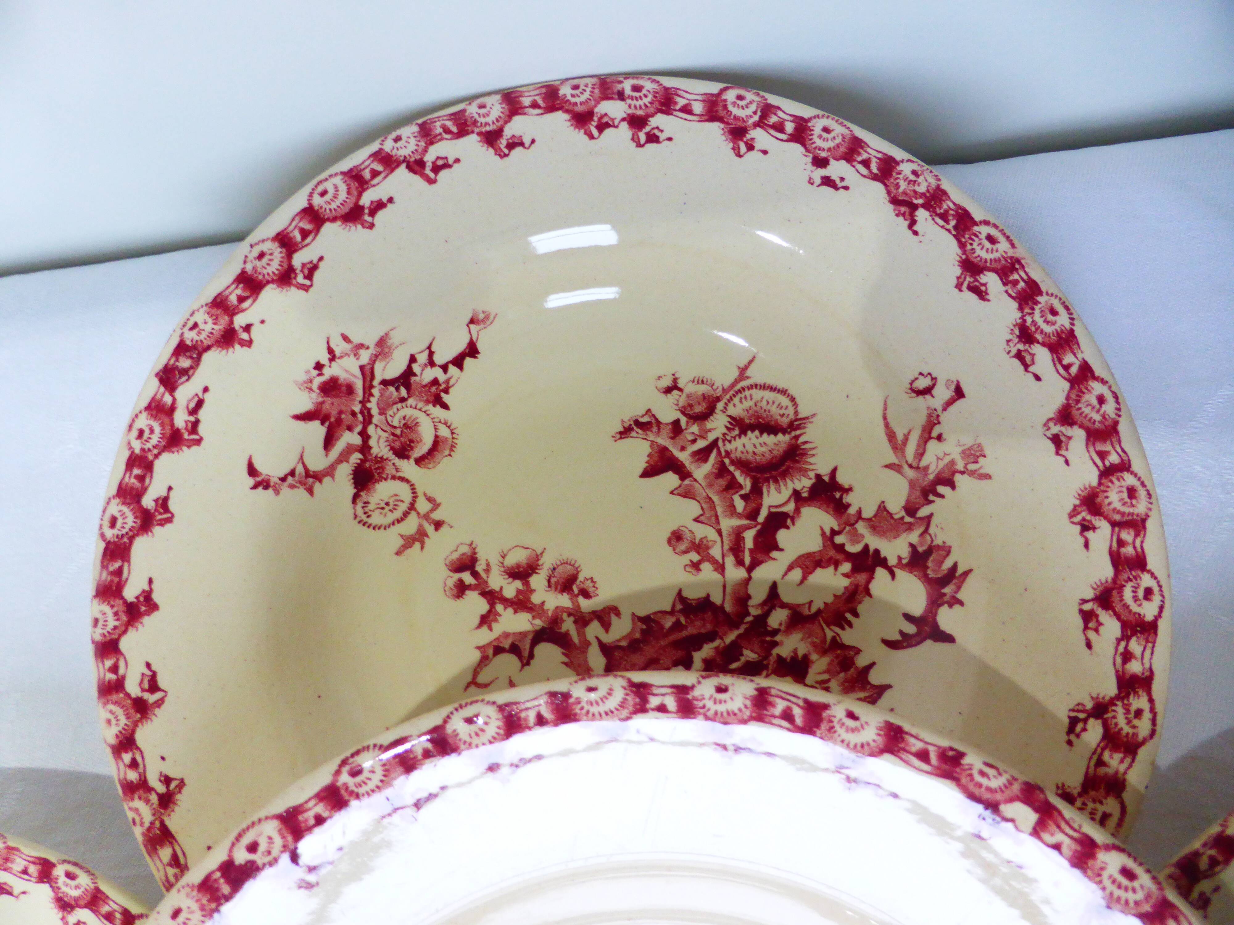 4 vintage hollow plates from gien model thistles 211256