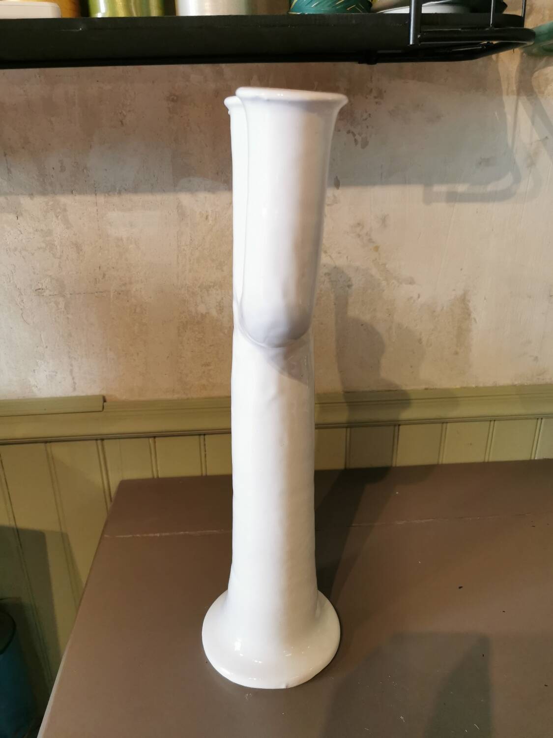 Large white ceramic candlestick Morocco