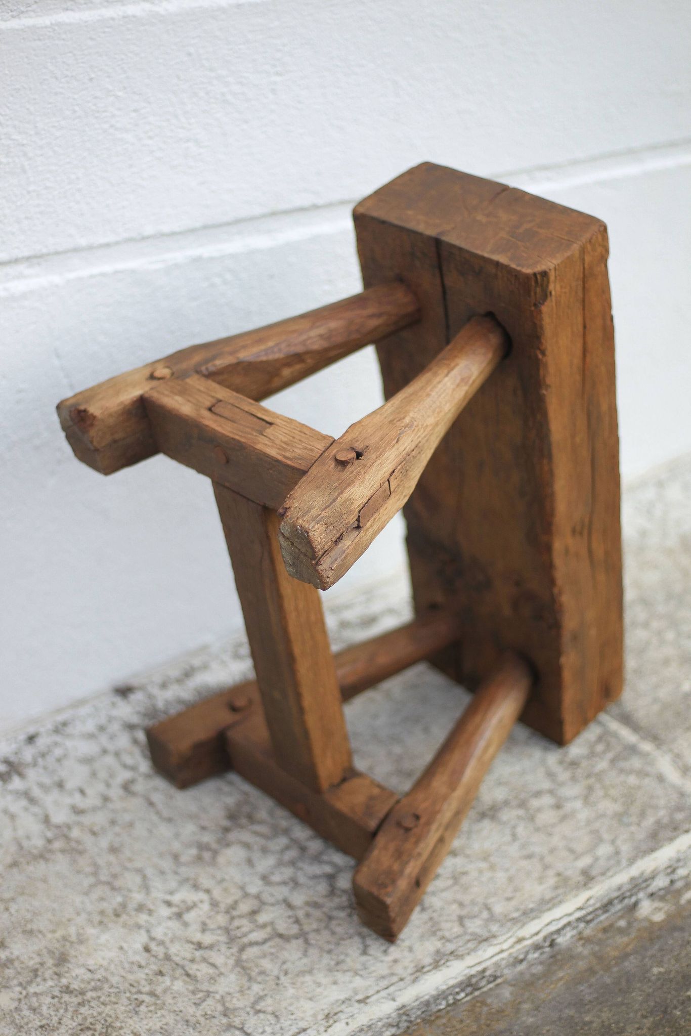 Vintage stool, wooden stool, antique stool, plant stand, small bench