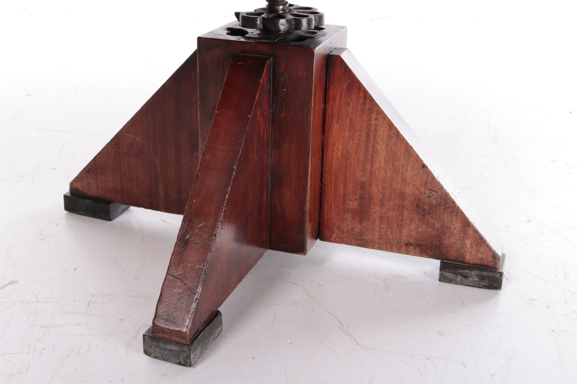Sheepskin leather desk chair with wooden swivel base, 1970