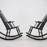1960s Pair of Varjosen Puunjalostus Beech Rocking Chair, Finland
